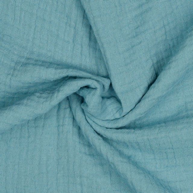 Double Gauze - Solid Light Aqua col.43 - 100% Organic Cotton