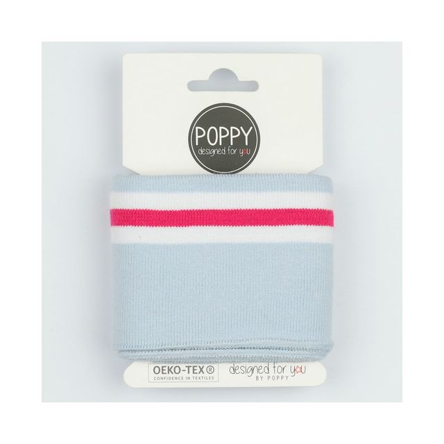 Cuff - Light Blue with White and Fuchsia Stripe