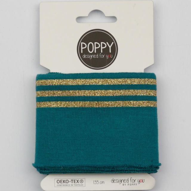 Cuff - Emerald with Gold Glitter Stripes