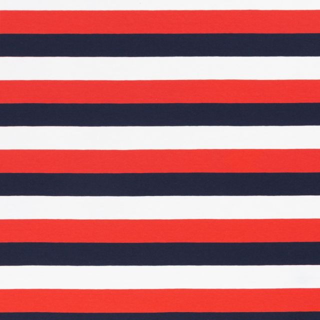 Jersey Knit - Yarn Dyed Stripes 30mm  - Blue, White, Red
