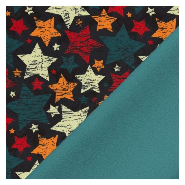 Nano Softshell - Stars with Teal Fleece Lining