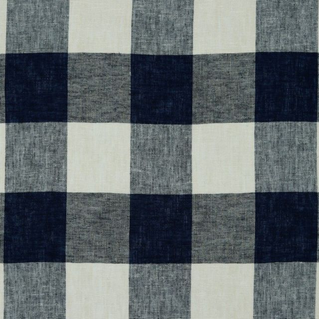 Linen Plaid- Yarn Dyed - Navy / White