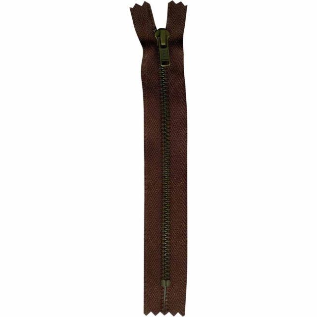 Closed End Medium Weight Denim Zipper 15 cm - Sept. Brown/Brass