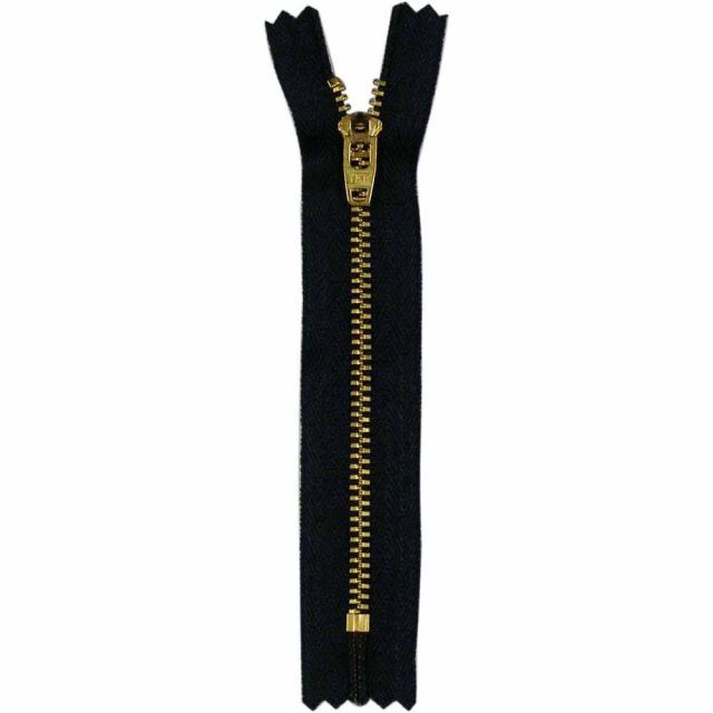 Closed End Medium Weight Denim Zipper 18 cm - Black/Gold