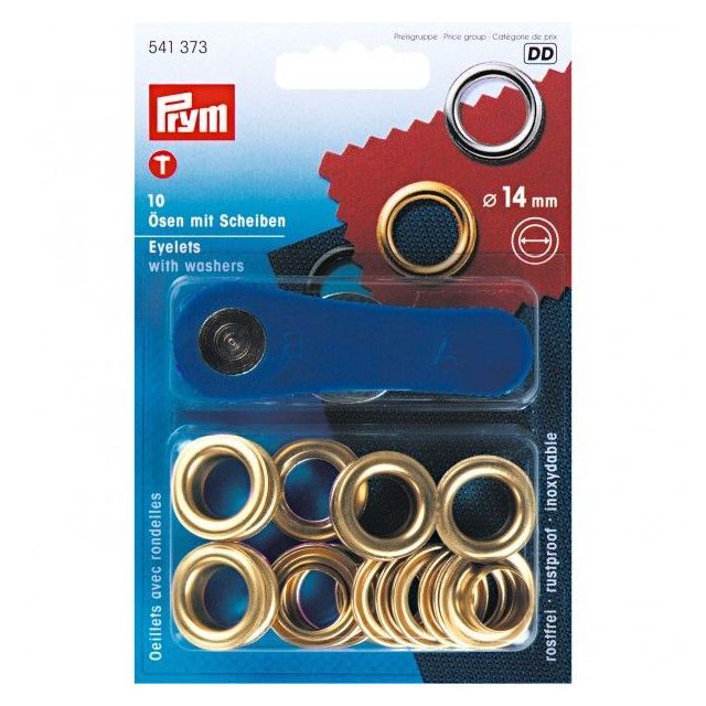 Prym -  Eyelets and washers 14.0mm, gold-coloured (10pcs)