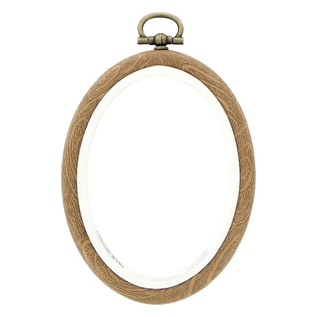 UNIQUE CRAFT Plastic Oval Woodgrain Embroidery Hoop - 5 x 7 cm (2″ x 3″)