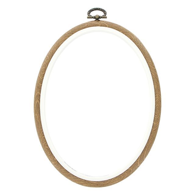 UNIQUE CRAFT Plastic Oval Woodgrain Embroidery Hoop - 13 x 18 cm (5″ x 7″)