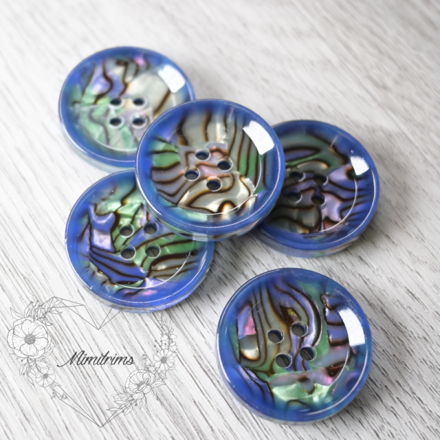 25 mm Four Hole Botton - Pealescent Blue ( 1 pcs) 