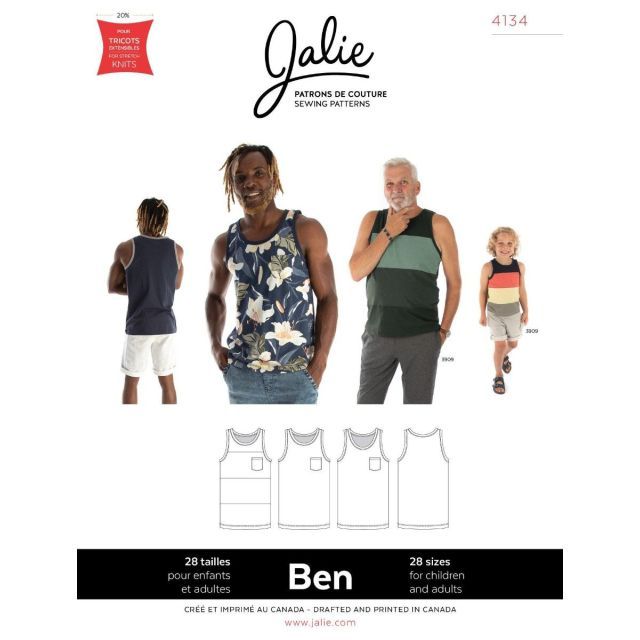 Ben Tank Top Sewing Pattern by Jalie #4134