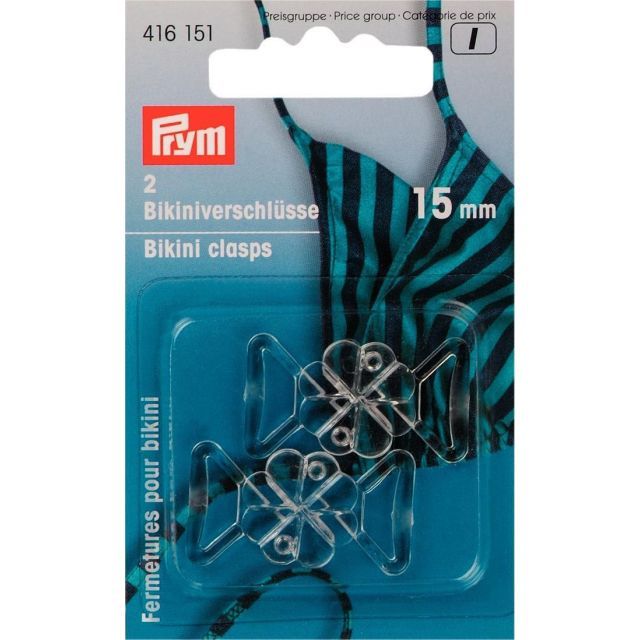 PRYM - Bikini Clasp Clear Clover 15mm - 2pcs  (416151)