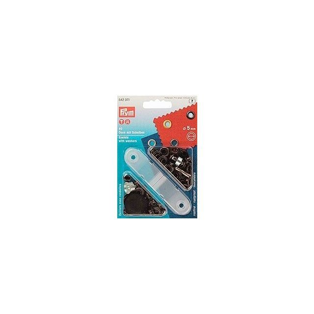 Prym -Eyelets With Washers, 5mm, Black Oxidized