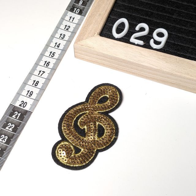 Patch 029 - Sequin  "Treble Clef" 5.5x8.5cm - Iron On