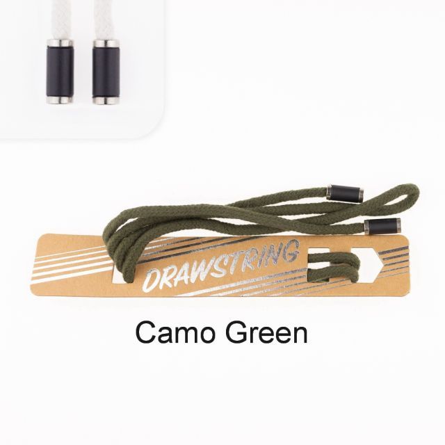 Camo Green- 5mm Cording with Black with Silver Trim Cord End col. 483