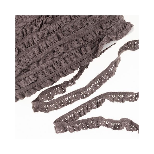 Elastic Crochet Lace Ruffle - 15mm - Taupe Col. 522