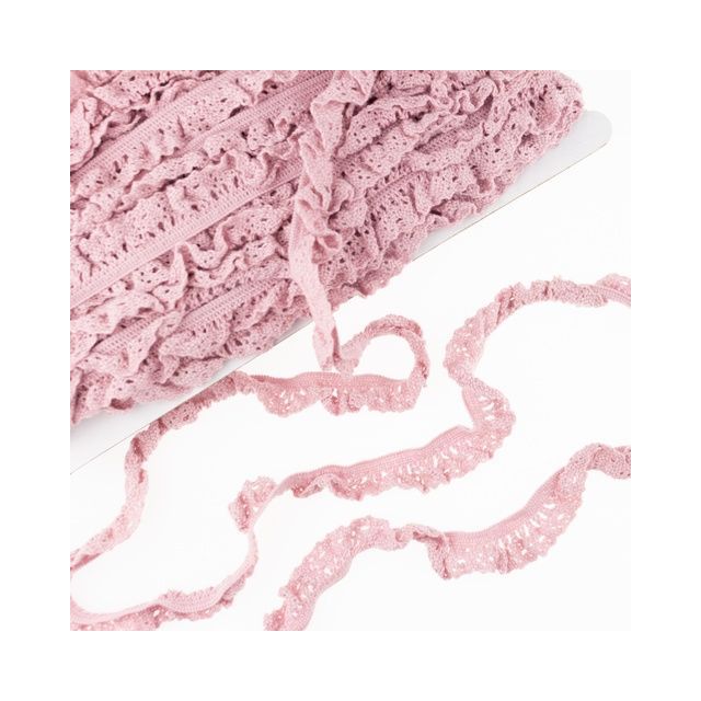 Elastic Crochet Lace Ruffle - 15mm - Light Pink Col. 534