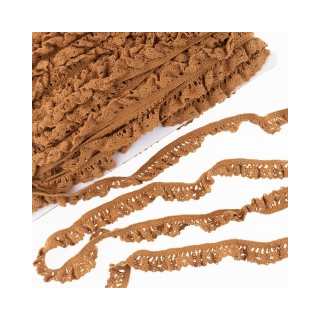 Elastic Crochet Lace Ruffle - 15mm - Cognac Col. 541