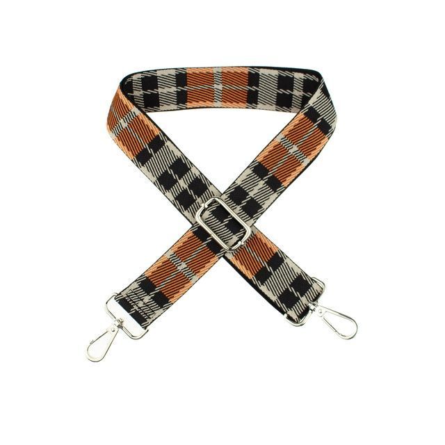 Premade Strapping  with hardware - 40mm - Cinnamon Checks  / Silver Hardware