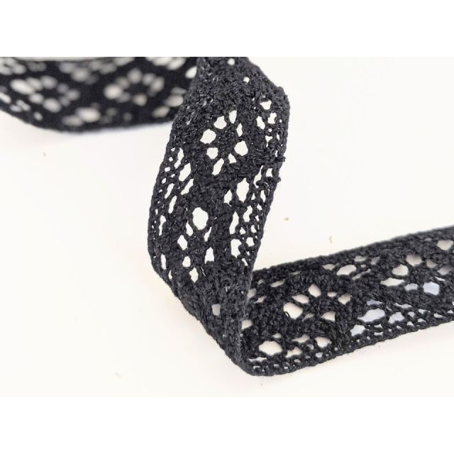 Black - Cotton Crochet Lace - 20mm