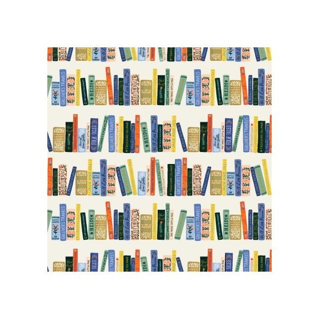 100% Cotton - Book Club Cream Metallic - Curio by Rifle Paper per 1/2m