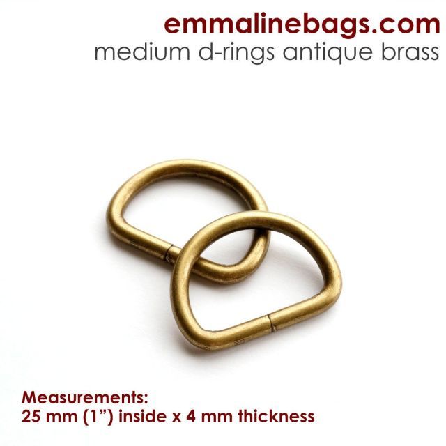 D-Rings - 25mm (1") 4-pack - Antique Brass