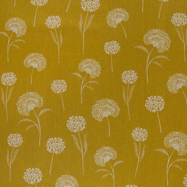 Cotton Canvas "Amar" Dandelions on Mustard Yellow