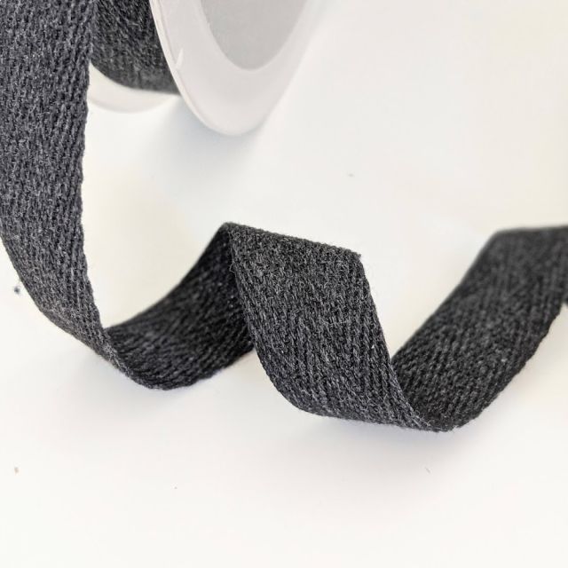 Dark Grey Melange - Twill Tape - 20mm