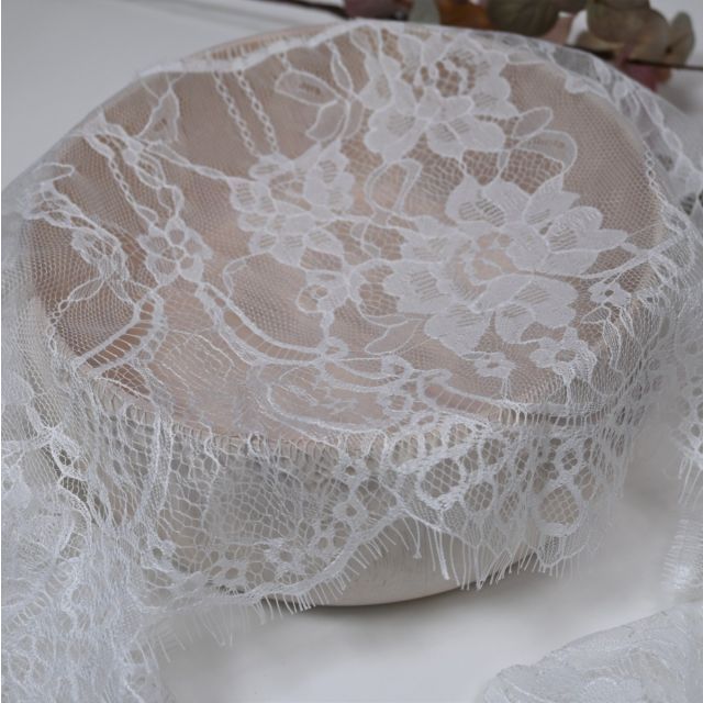 Eyelash Lace Band with Scalloped Edge - Precut 290cm x 25cm - White