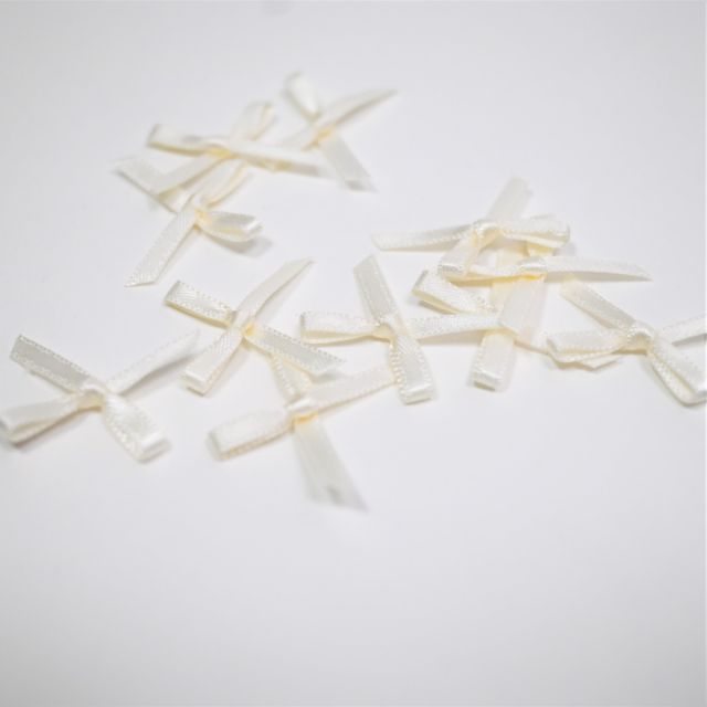 Mini Satin Bows - Creme - Set of 10