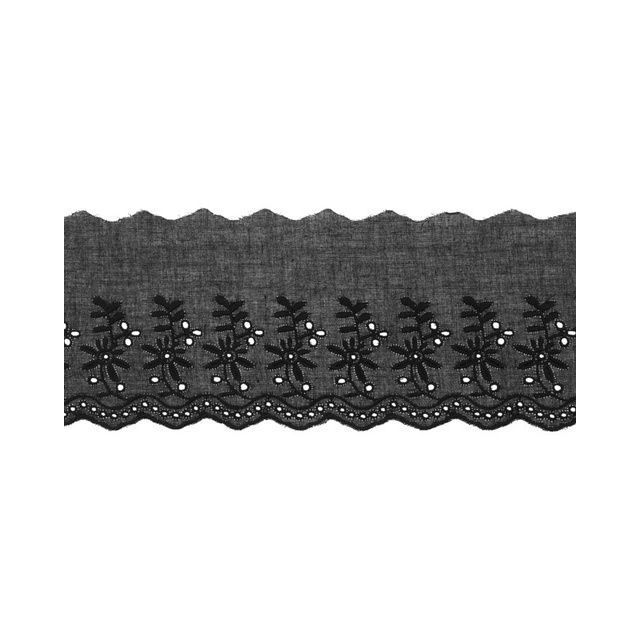 Cotton Eyelet Lace Trim - Black 90 mm