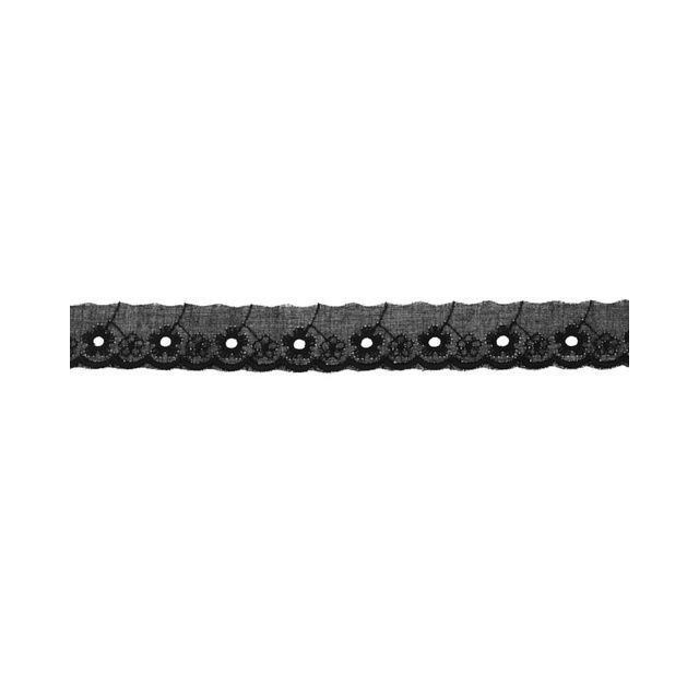 Cotton Eyelet Lace Trim - Black 25mm