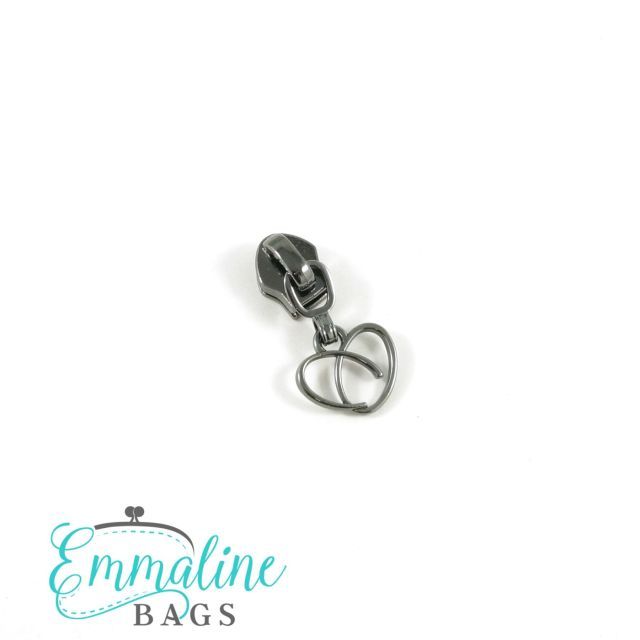 Gunmetal heart zipper pull