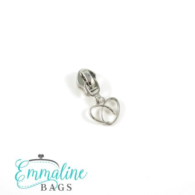 Silver heart zipper pull