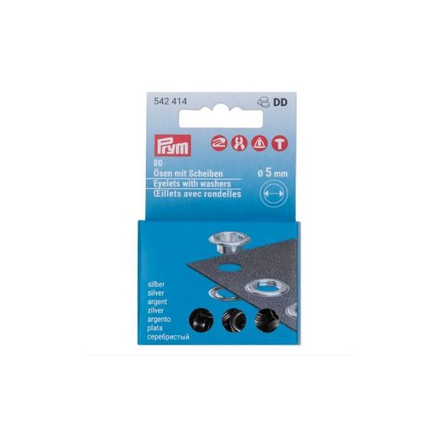 Prym - Silver Eyelet with Washer - 5mm (pack of 80) - 542414