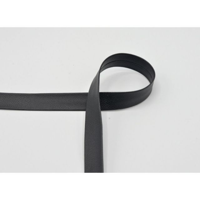 Textured Faux Leather Bias Tape - 20mm - Black Col. 569