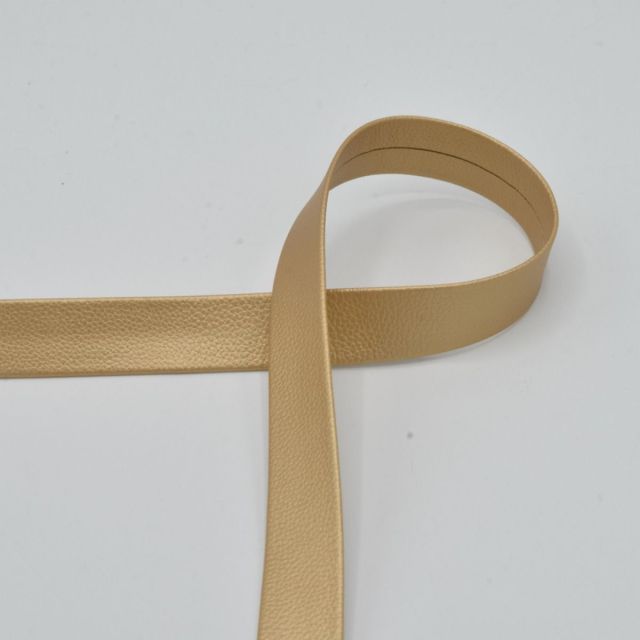 Textured Faux Leather Bias Tape - 20mm - Gold Col. 575