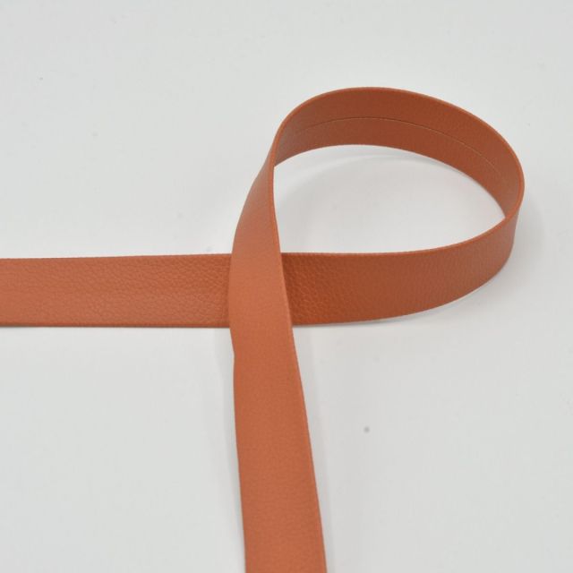 Textured Faux Leather Bias Tape - 20mm - Havanna Orange Col. 537