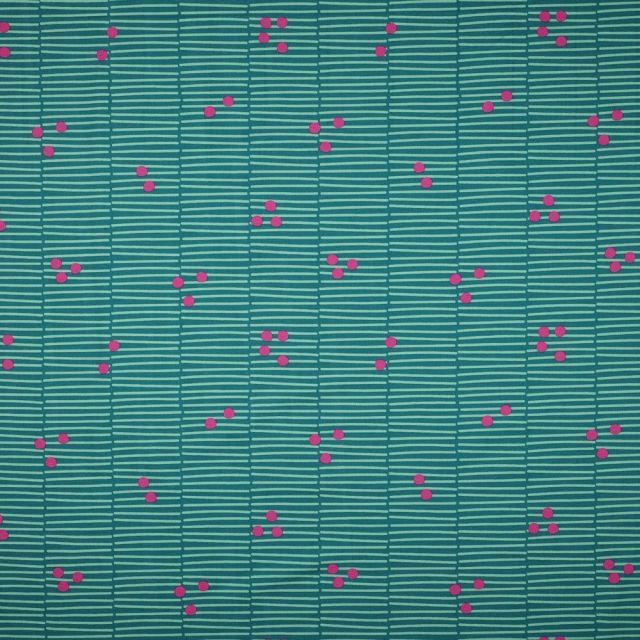 Broken Stripe  - Fine Cotton Poplin  -  Petrol - Nerida Hansen Collection