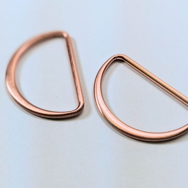 D-ring  with flat edge - 40mm - Rose Gold-Copper pack of 2