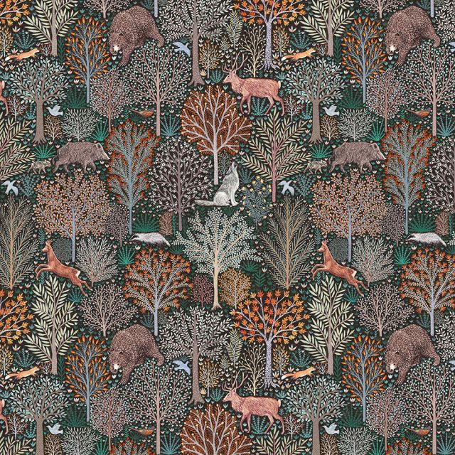 Cotton Woven - Forest Animals By Rebecca Reck