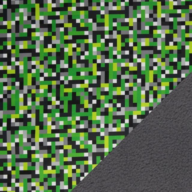 Nano Softshell - Green Pixels  with Grey Fleece Lining
