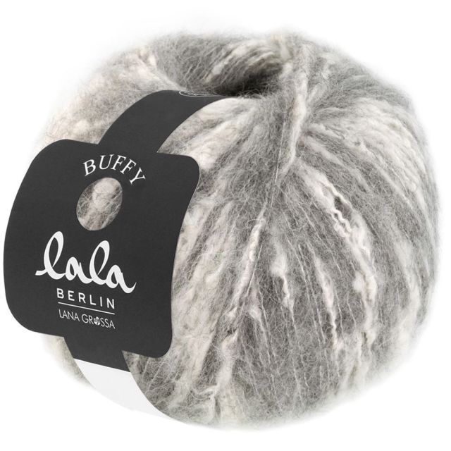 Lala Berlin Buffy - Baby Alpaca / Cotton - Gray / Off White col.11 - 50g Skein by Lana Grossa