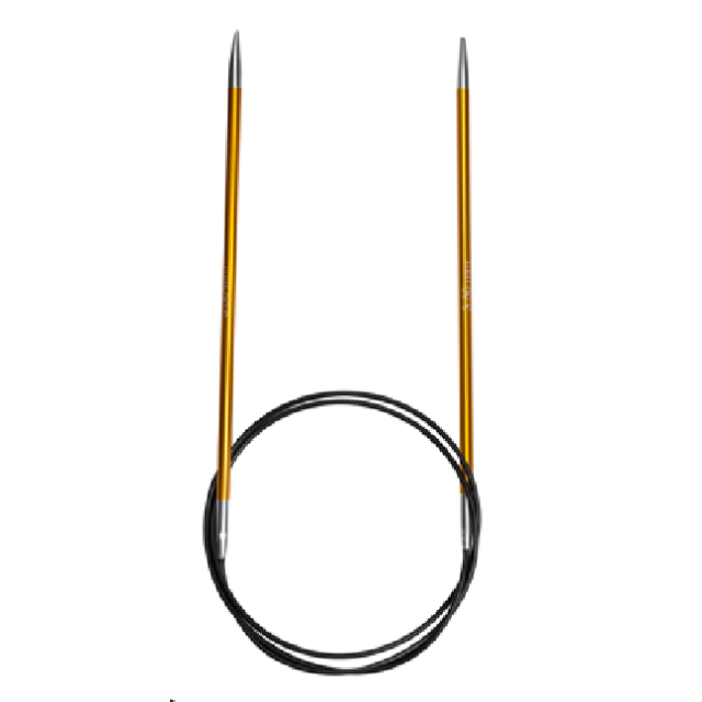 Fixed Circular Knitting Needle - Alminium/Gold - 3.5mm/80cm by Lana Grossa