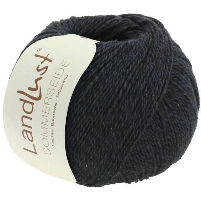 LANDLUST SOMMERSEIDE -Silk/Cotton Yarn - Black Col. 47 - 50g Skein by Lana Grossa