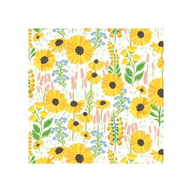 100% Cotton - Meadowland by RJR - Sunny Day Flowers - Sunshine Fabric per 1/2m