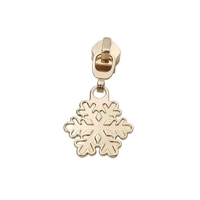 Zipper Pull #5 - Snowflake Style B - Gold (Set of 5)