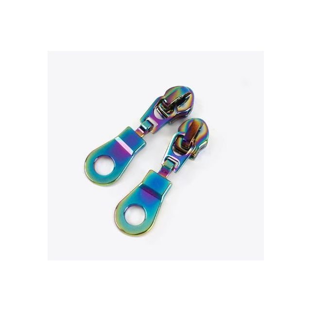 Zipper Pull #5 - Teardrop with Circle - Rainbow (Set of 5)