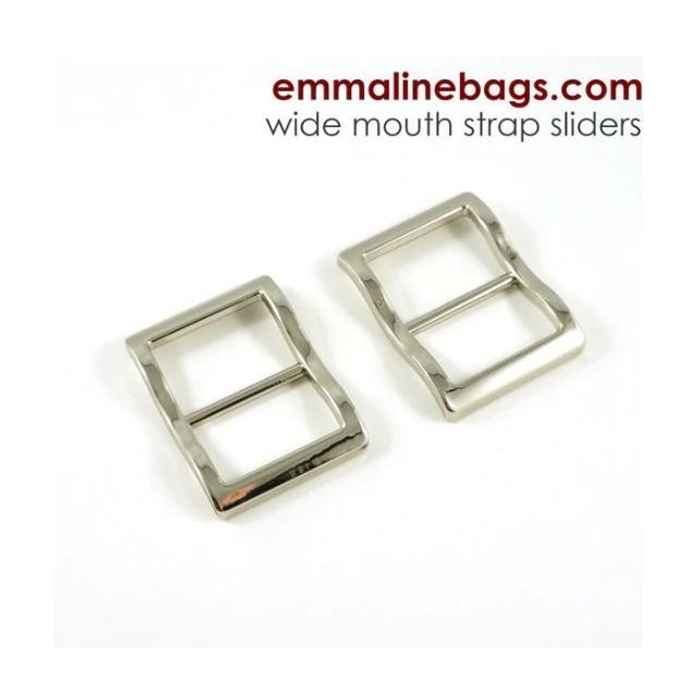 Wide Mouth Strap Adjustable Sliders - Extra Wide for thicker straps - 25mm (1") 2 pieces - Nickel