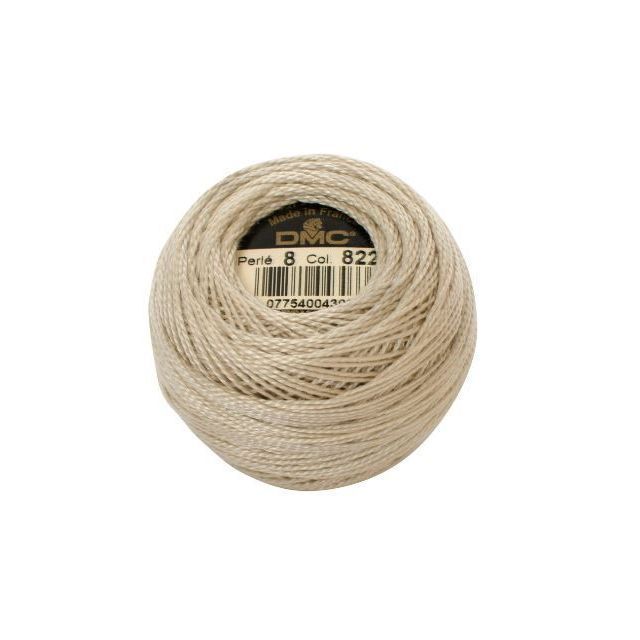 Perle Cotton Ball Size 8 -  Color 822 by DMC France (approx. 80m)