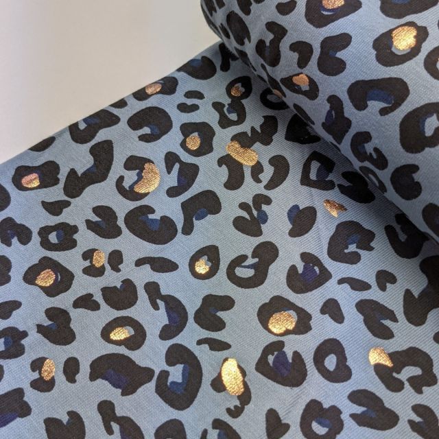 Metallic Leopard - Washed Denim Blue