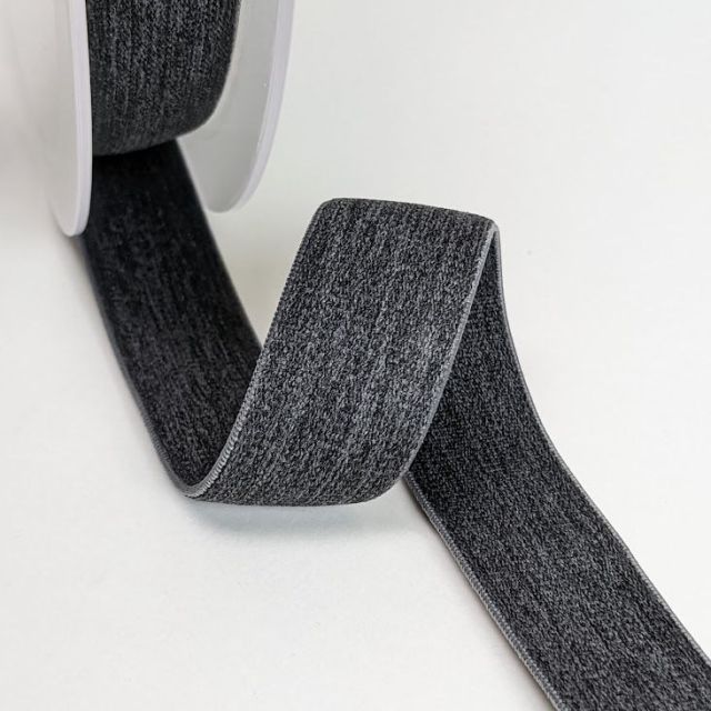 "Soft Touch" Elastic 25mm - Dark Grey Melange (Col.568)